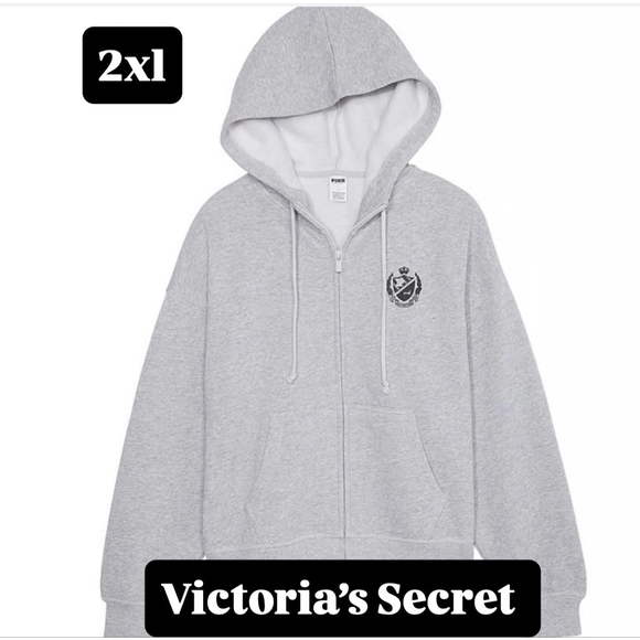 PINK Victoria's Secret heather Gray Hoodie 2xl plus size - Picture 1 of 2